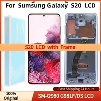 100original 6 2amoled display for samsung galaxy s20 lcd with frame smg980 g980f lcd touch screen digitizer assembly with dots