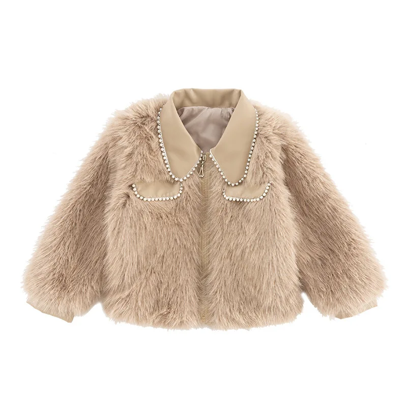 Детская ветрозащитная куртка с искусственным мехом воротником из