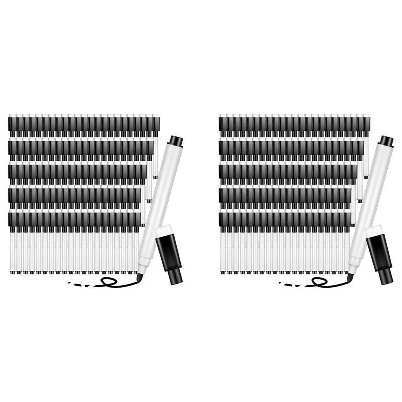 

200 шт. магнитные маркеры для сухого стирания, черные маркеры для сухого стирания на белой доске с резиновой крышкой, маркеры для сухого стирания с тонким наконечником