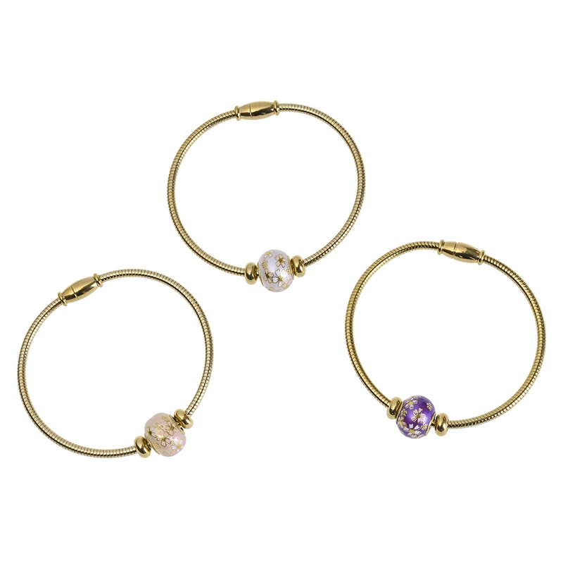 Высокое качество Jingtai Орхидея многоцветные ювелирные изделия Женский Магнит самовсасывающая змея весенний водонепроницаемый золотой браслет из нержавеющей стали