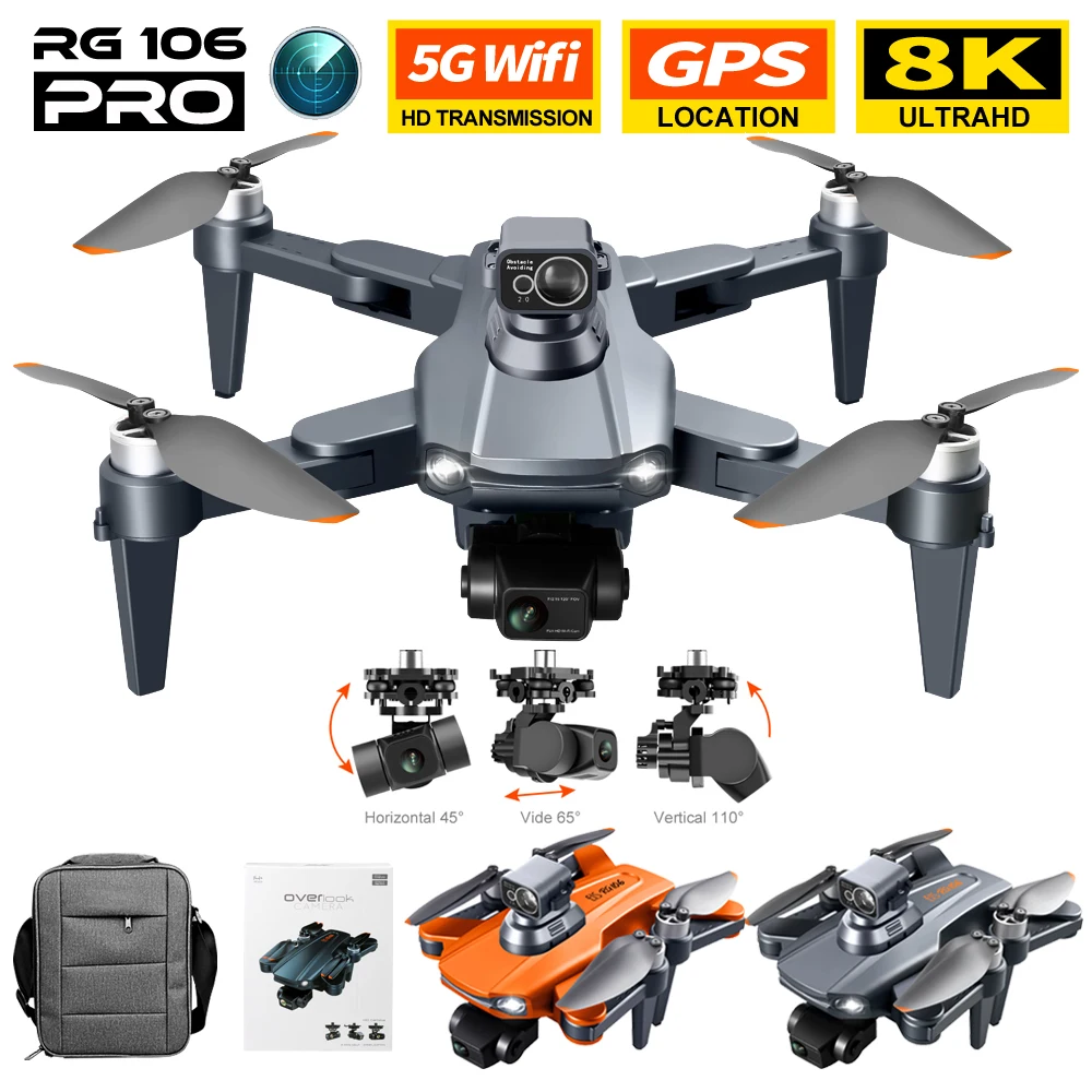 

New HOT RG106 & RG106Pro Drone 8k Profesional GPS 3km Quadcopter Camera Dron 3 Axis Brushless Motor 5G WiFi Fpv RC Drones Toys