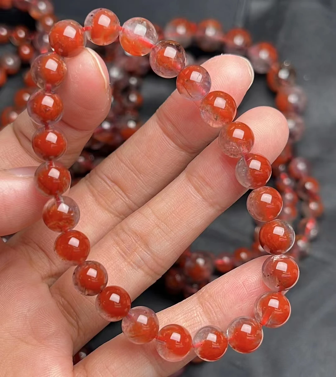 

Natural Cacoxenite Red Auralite 23 Gold Rutilated Quartz Eye Canada Bracelet Women Men Round Beads 7.6mm Fashion Stone AAAAAA