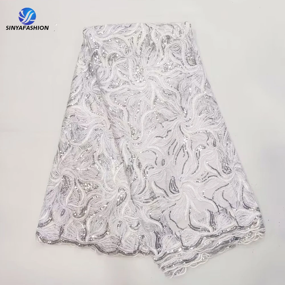 Строгая оранжевая африканская французская кружевная ткань 2023