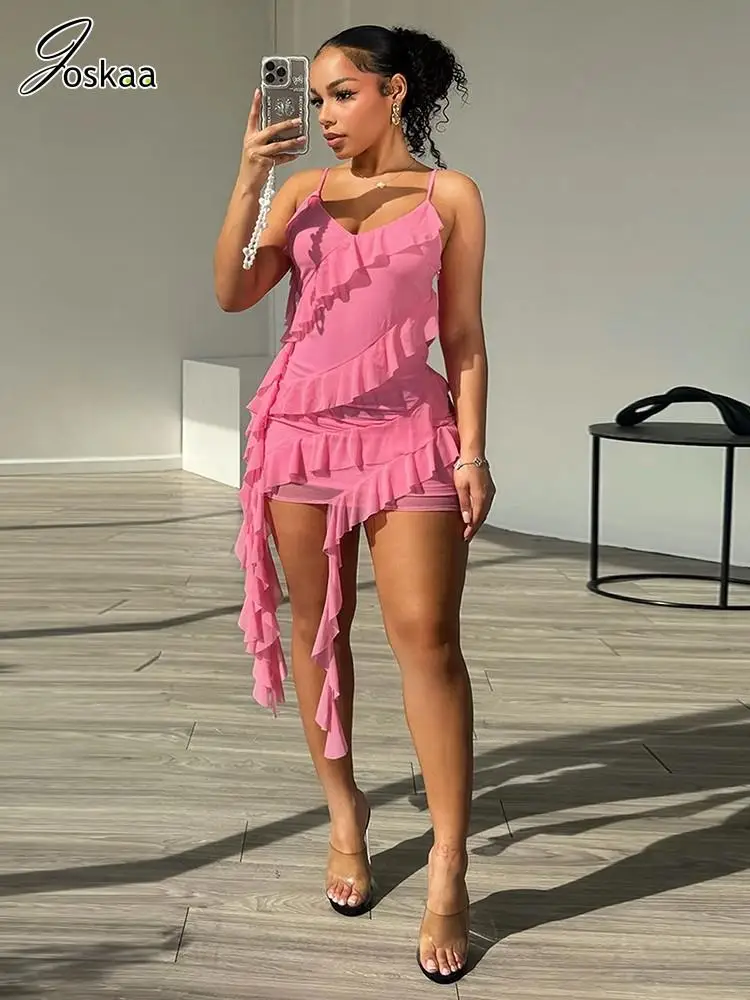 Женское мини-платье с оборками и лентой размер S - XL цвет в ассортименте