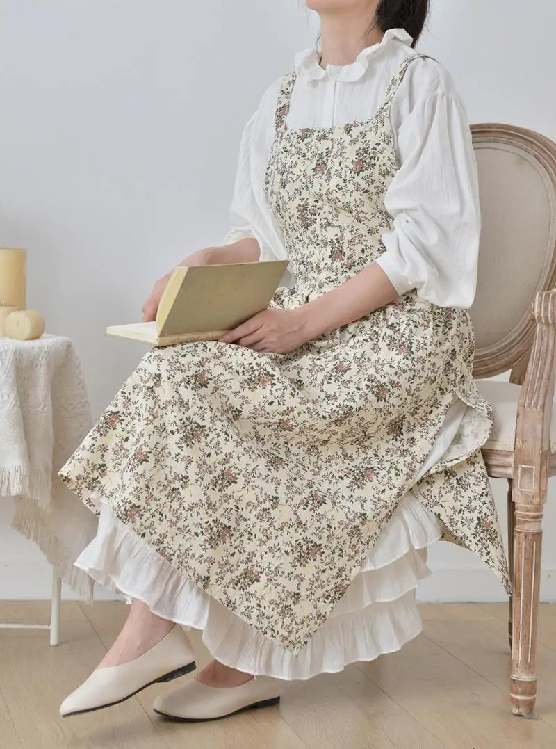 Модный Регулируемый хлопковый фартук с пасторальным принтом 1 шт. женский