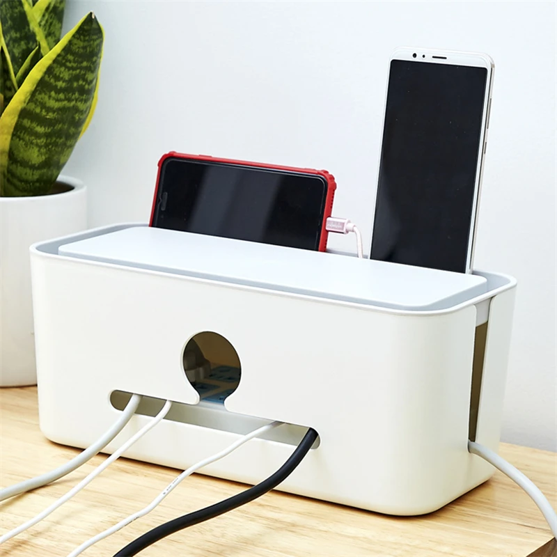 

Power Strip Box Outlet Multi Tap Socket Wire Management Case Charger Cable Cover Desk Hide Storage Holder Office Home Organizers