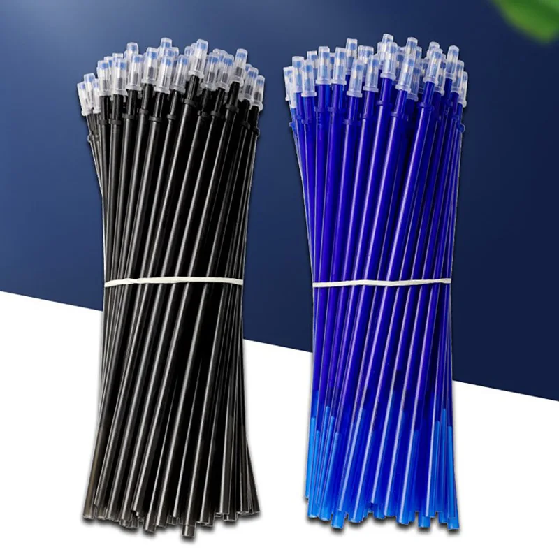 

Blue Black Ink Shool Washable Handle Writing Stationery Easy To Rub Gel Pen 100Pcs/Lot 0.5MM Gel Pen Erasable Pen Refill Rod Set