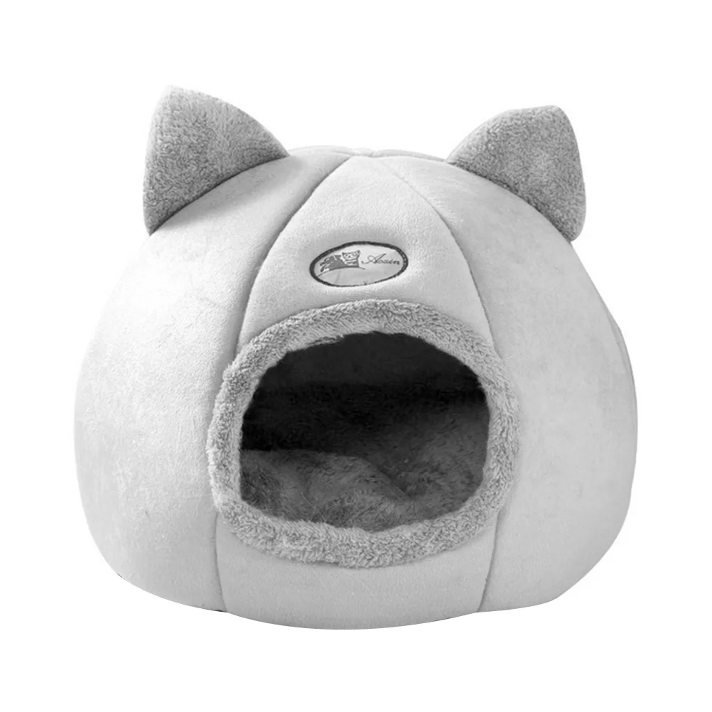 

Bed Cat Warm Pet Cavesleepingwinter Plush Tent Puppy Dog Supple Animal Foldable House Kitten Hutsupplies Semi Enclosed Burrow
