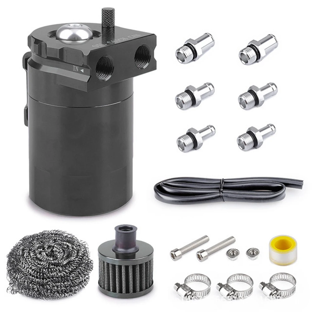 

Universal Thick Shell Baffled Oil Catch Can Coolant Fuel Catch Can Reservoir Kit with