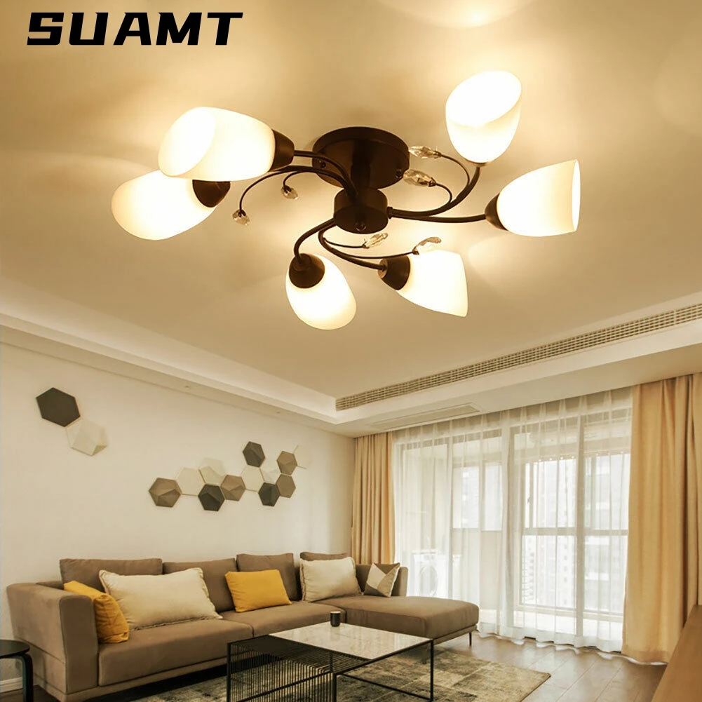 

Living Room Pendant Lamp Modern Minimalist Creative Flower Warm Light Bedroom Restaurant Home Lighting Room Decor Chandelier