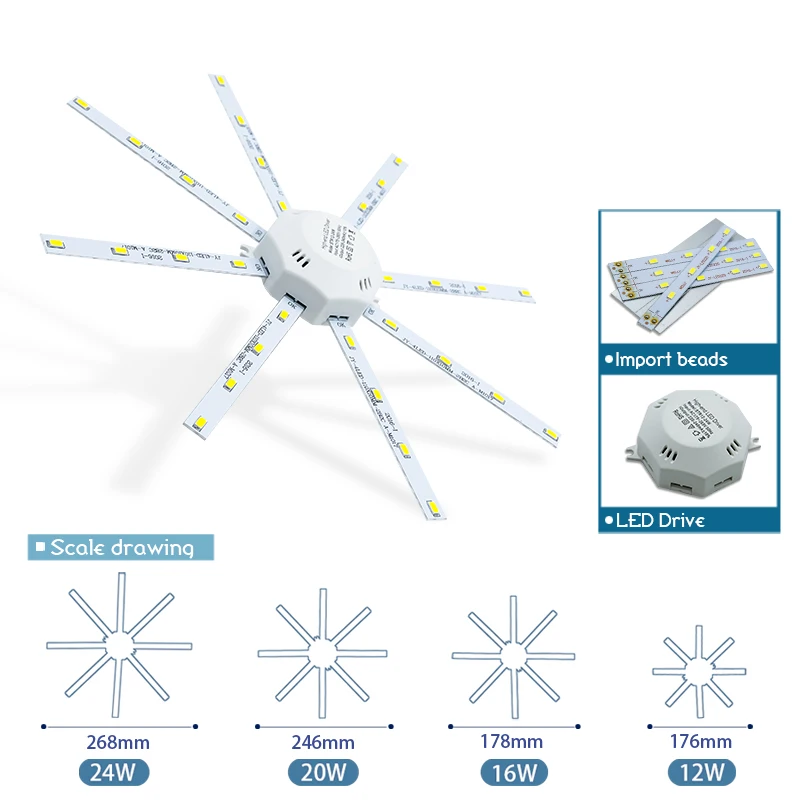 Светодиодные потолочные светильники 6 шт./лот 12 Вт 16 20 24 светильник-осьминог В