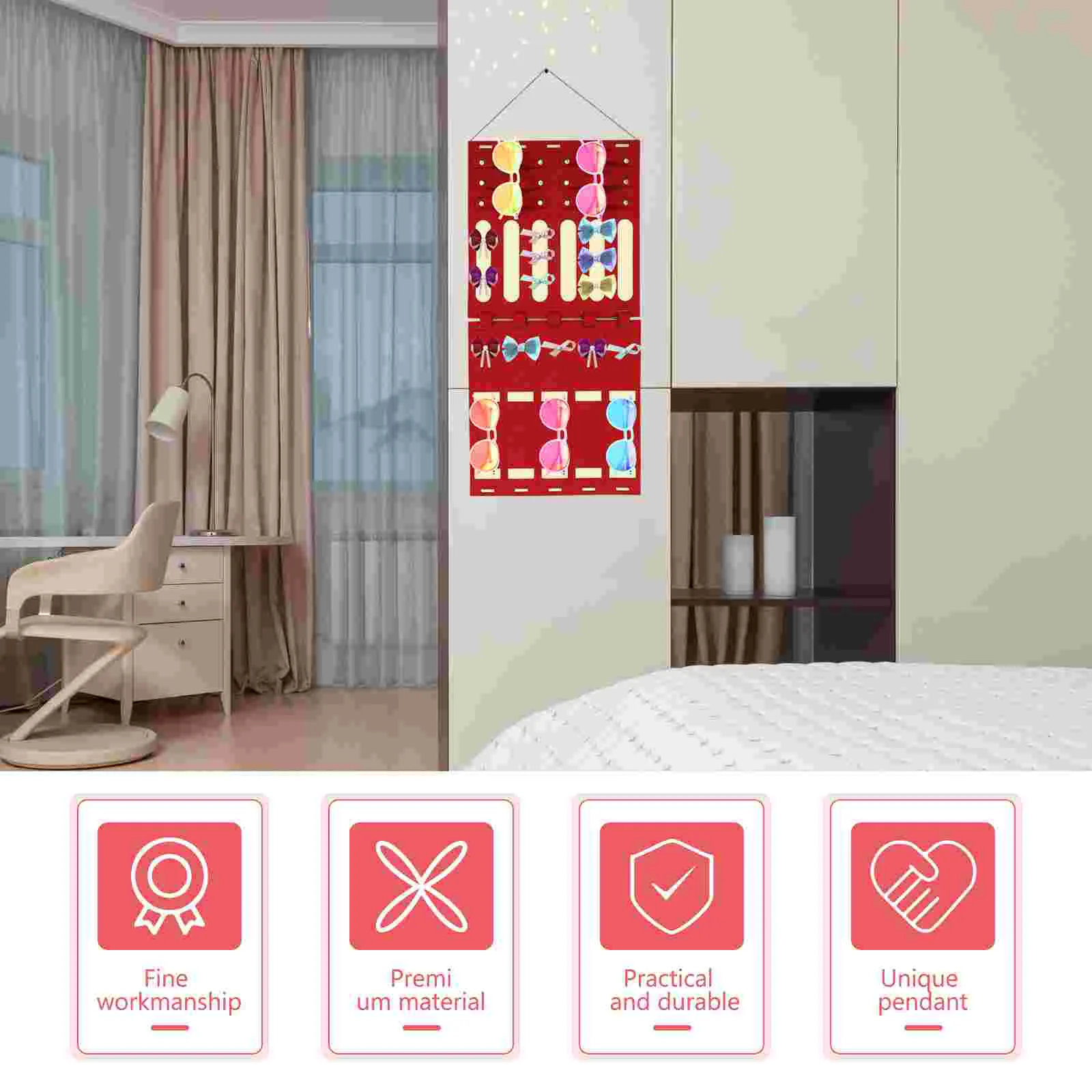 Organizer Jewelry Hanging Wall Earringstorage Necklace Felt Holder Sunglasses Hanger Mounted Door Hair Display Box Cabinet