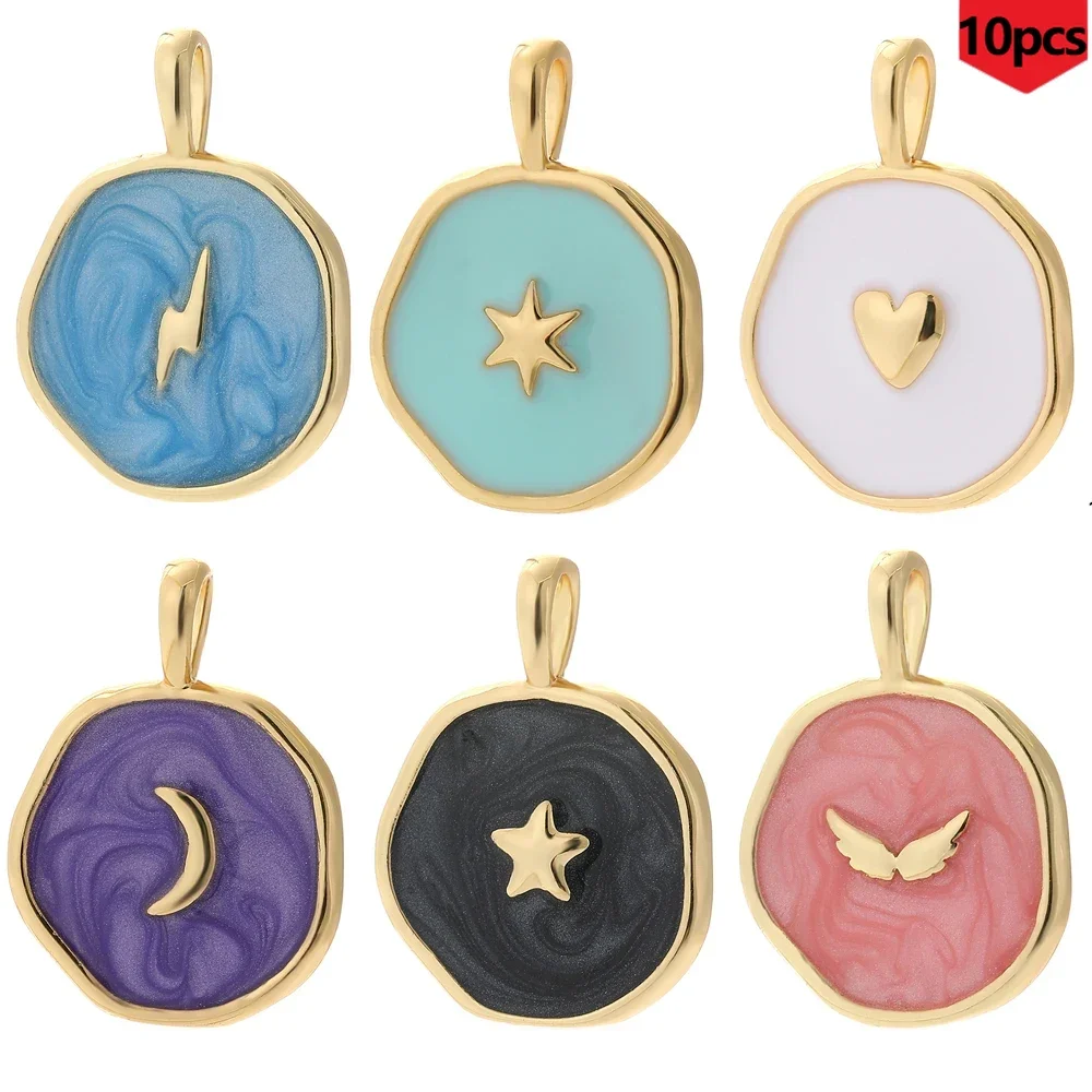 10 шт. нерегулярный круглый кулон с милыми узорами идеально подходит для