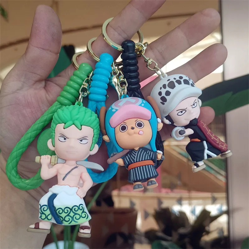 

New One Piece Keychain Anime Luffy Chopper Pendant Keyring Cartoon Roronoa Zoro Sabot Usopp Sogeking Keychains Children Gifts