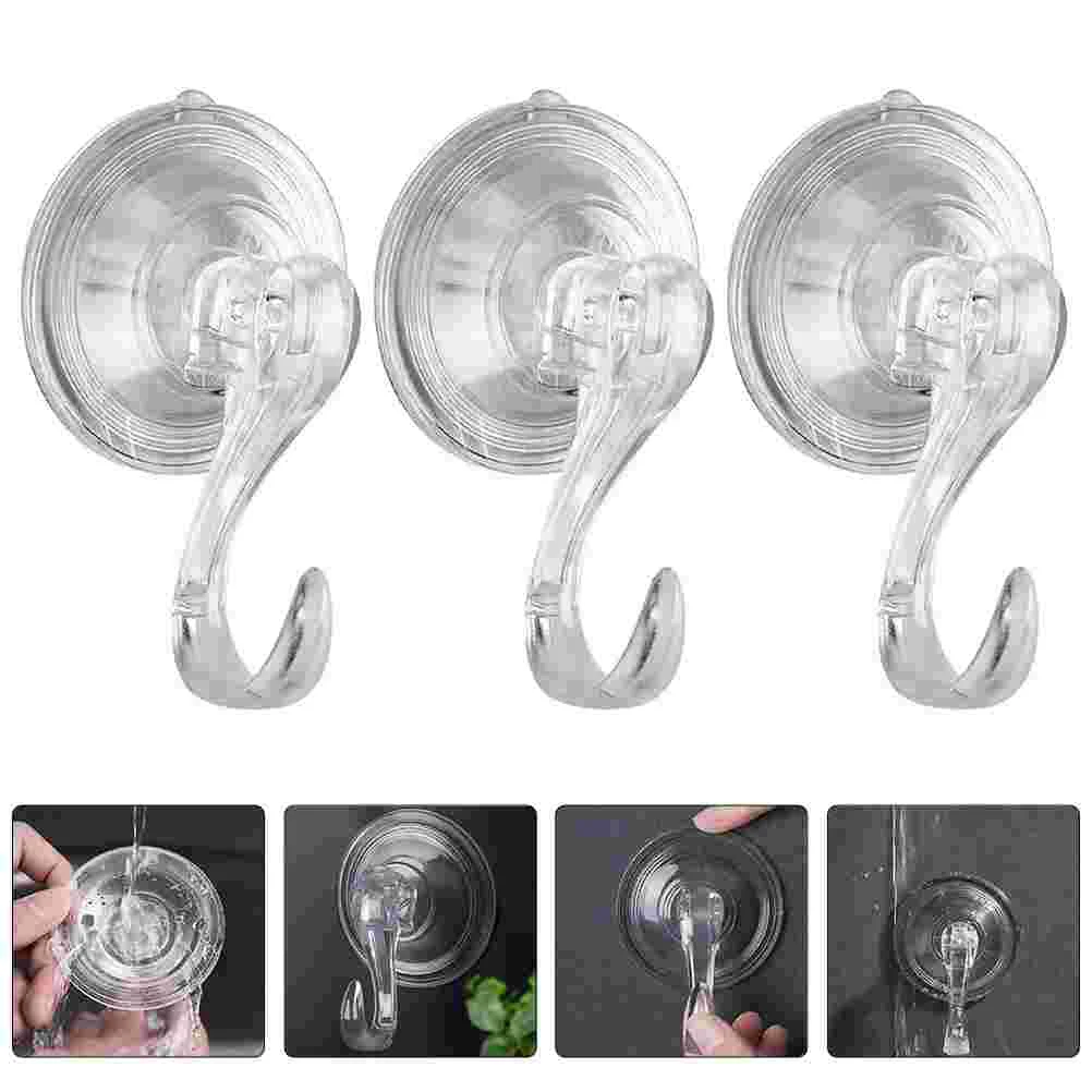 

3 Pcs Door Hook Plastic Clothes Hanger Bathroom Suction Hangers Cup Hooks Shower Home Sticky Cups Wall Window Hanging