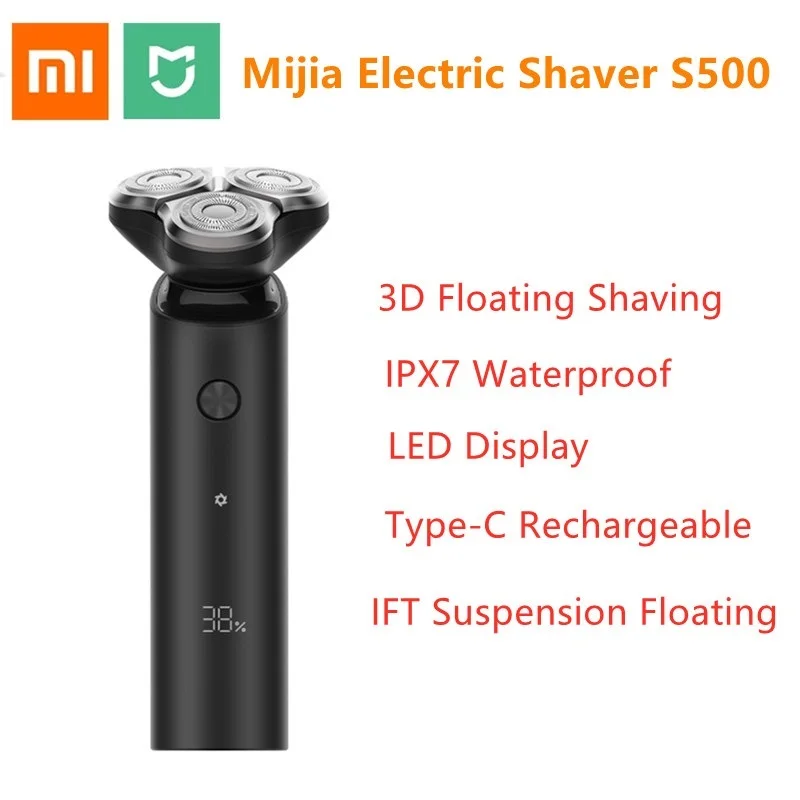 

Original Xiaomi Mijia Electric Shaver S500 Wet Dry Shaving Body Waterproof Dual Blades 3D Head Beard Trimmer Rechargeable