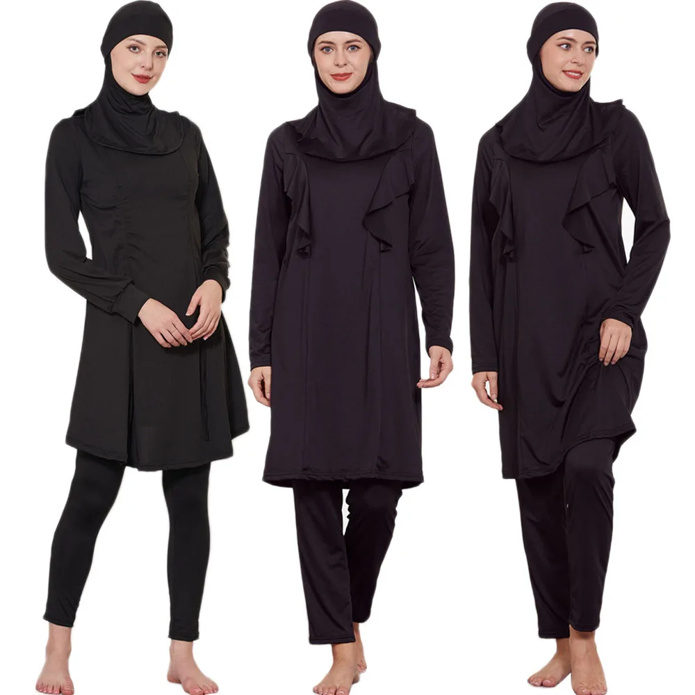 

3pcs Full Cover Modest Burkini Women Muslim Hijab Swimwear 2023 Summer Swimming Costumes Islamic Swimsuit Bathing Suit Beachwear