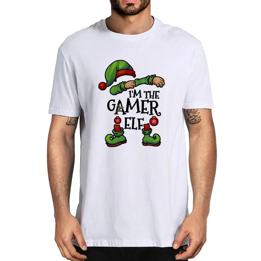 

Unisex Cotton Shirt I'm The Gamer Elf Family Matching Christmas Group Gift Men's 100% Cotton Short Sleeve T-Shirt Women Top Tee