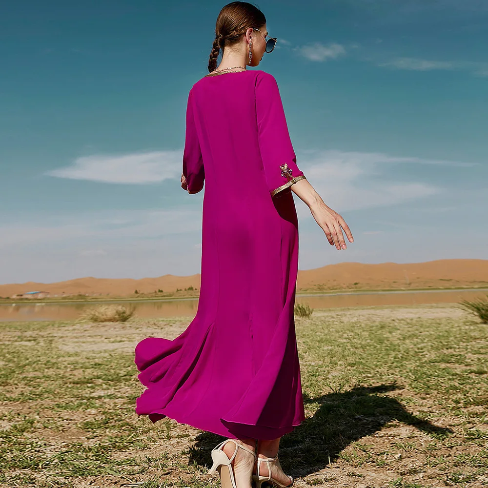 Handwork Diamond Moroccan Kaftan Evening Party Long Women Islamic Dress Jalabiya Muslim Ramadan Eid Abaya Dubai Caftan Wedding