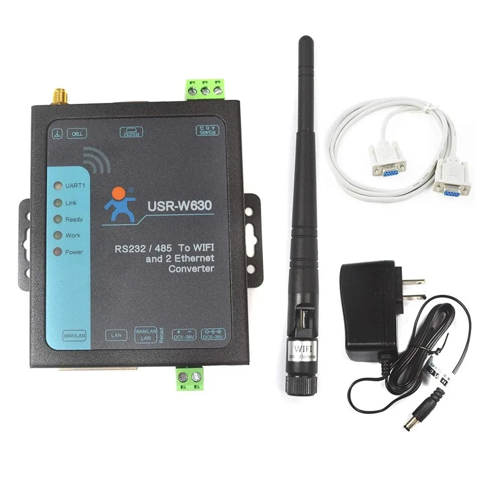 USR-W630 1 порт RS232/485 WiFi к последовательному конвертеру RS232 RS485 последовательный к WIFI 2 порта Ethernet Сервер Поддержка порта Modbus RTU к TCP