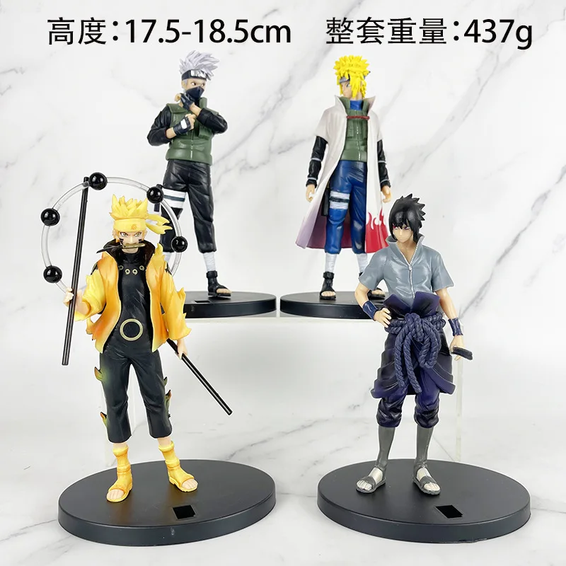 

New Bandai Naruto Anime Figure Shippuden Uchiha Sasuke Hatake Kakashi Namikaze Minato Action Figure Collection Model Toys Gifts
