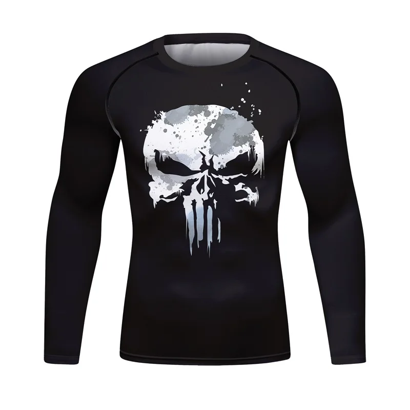 

Outdoor Sports MMA BJJ T-shirt Men Training Tight Fitting Sweat Absorbing Breathable Fitness Running Round Neck Long Sleeved Top