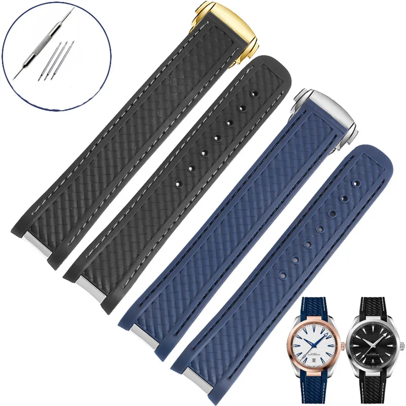 

Резиновый ремешок для наручных часов, мужской ремешок для часов Omega AQUA TERRA150, силиконовый браслет 300, синий, черный