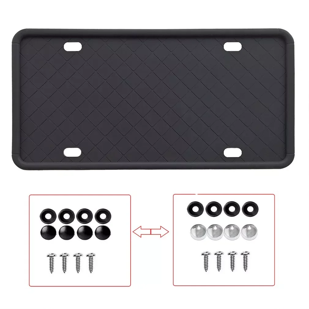 

Silicone License Plate Frames Weather-Proof Car License Plate Cover Car Rust-Proof Black License Plate Bracket Holder