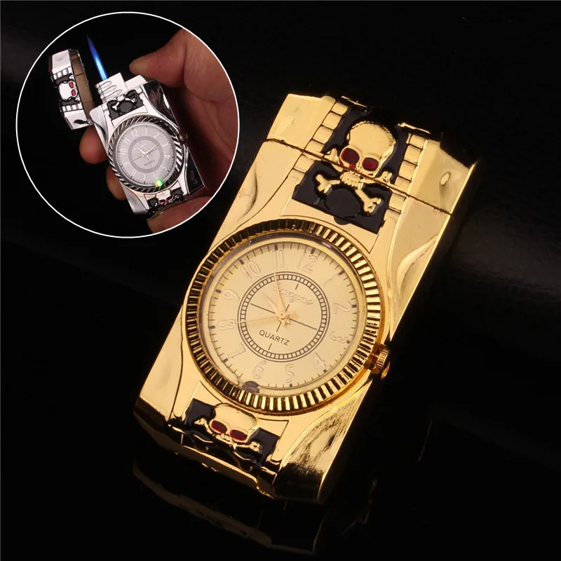 

Creative Embossed Design Watch Plate Lighter Inflatable Men's Fashion Turbo Windproof Lighter Personalized Cigarette Accessories
