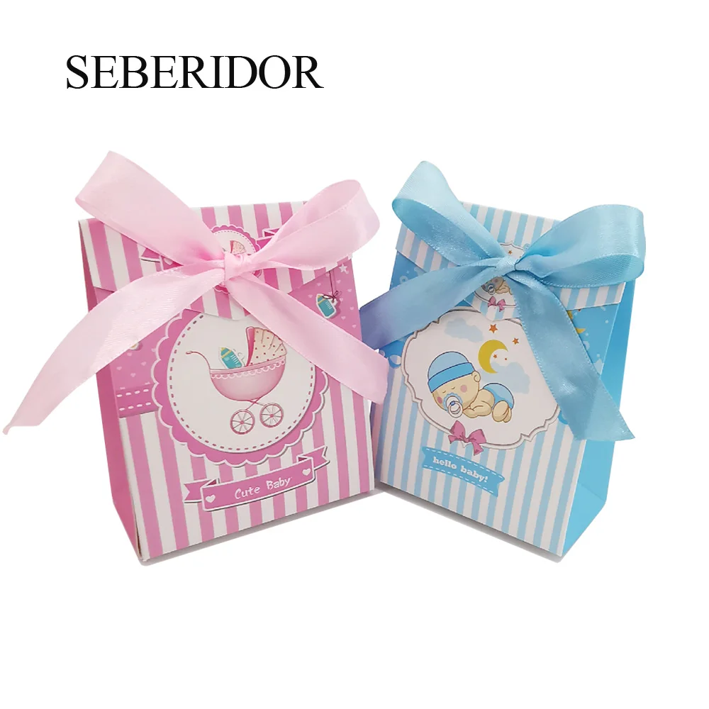 

Welcome Baby Shower Party Favor Folded Mini Gift Candy Box Blue Pink 100pcs For Kids Boy Girl Baptism 1st Birthday Events Decor