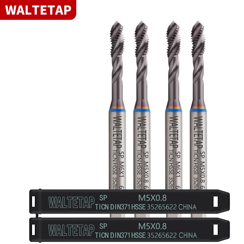 WALTETAP HSSE Синее кольцо с TICN DIN 371 376 Стандартный спиральный рифленый метчик M2 M3 M4 M5 M6 M8