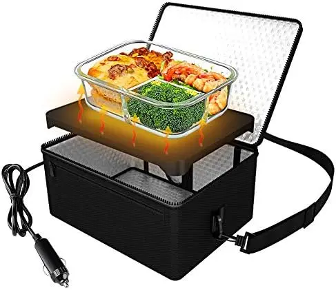 

Portable Oven, 12V Car Food Warmer Portable Personal Mini Oven Electric Heated Lunch Box for Meals Reheating & Raw Food Cook