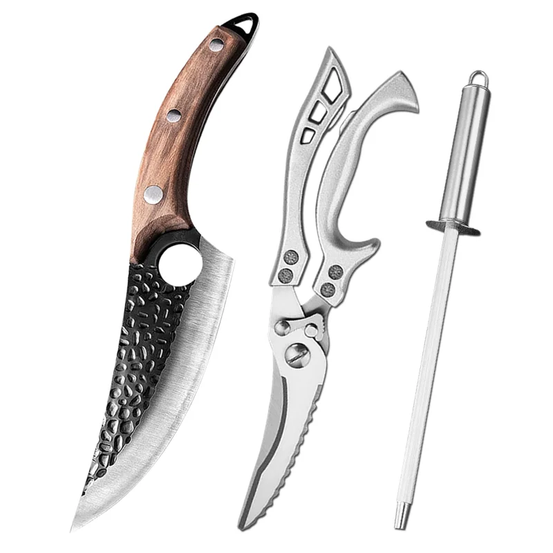 

Chef Boning Knife Stainless Steel Cutting Hunting Knife Finger Hole Butcher Cooking Knife Scissors Cleaver
