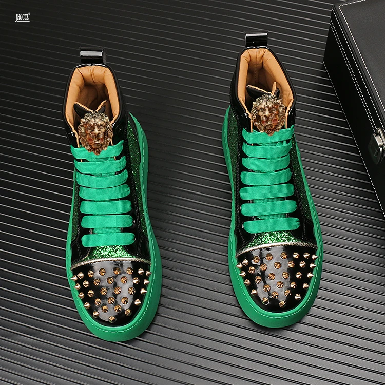 НОВЫЕ роскошные мужские кроссовки со стразами ботинки с шипами повседневные в