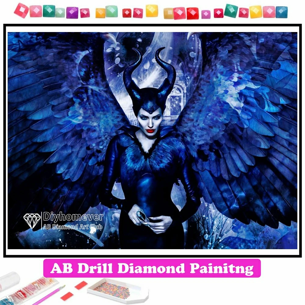 

Maleficent 5D DIY AB Diamond Painting Embroidery Dark Queen Full Square Round Cross Stitch Rhinestones Mosaic Home Decor Gift