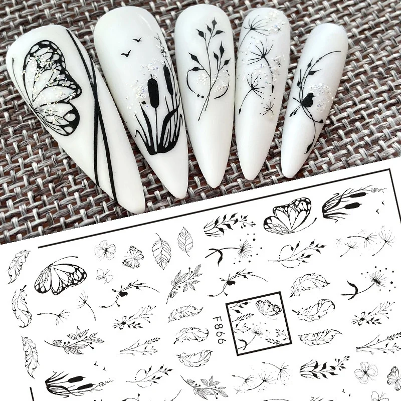 

1Pcs Geometric Nail Art Stickers Mixed Floral Plants Nail Stickers Decals Press On Nails Watermarks Sliders Nail Art Decorations