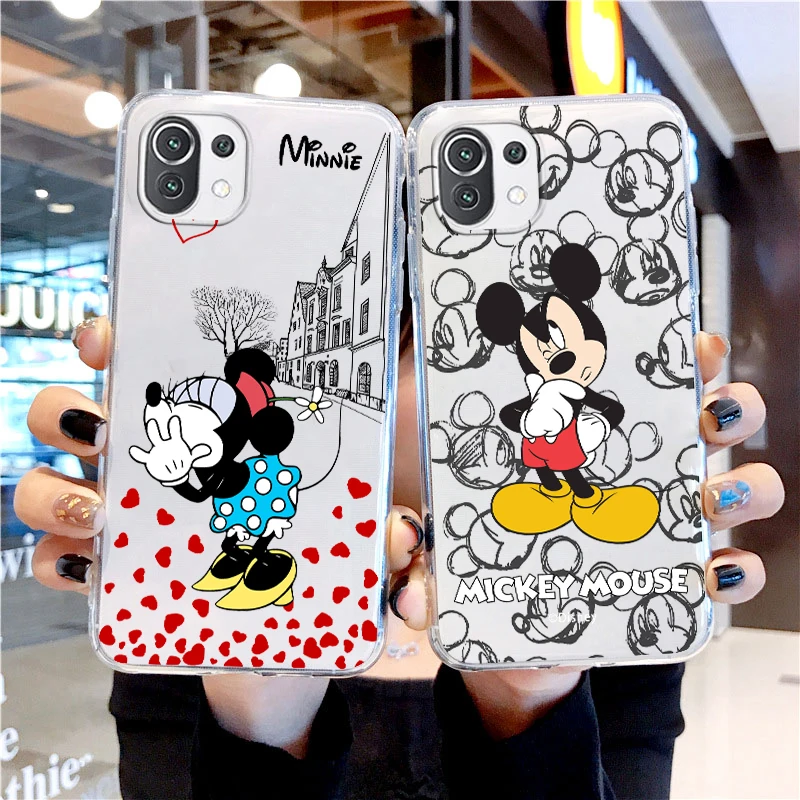 

Disney Cartoon Mickey Minnie For Xiaomi 13 Lite 12T 12S 12 11 Ultra 11T 10T 9 Pro 5G Transparent Phone Case Cover