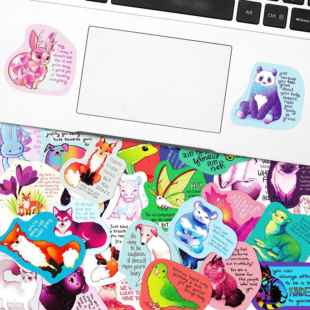 103050pcs cute animal encouragement phrase graffiti sticker decal kids toy diary scrapbook laptop phone cartoon kawaii sticker free global shipping