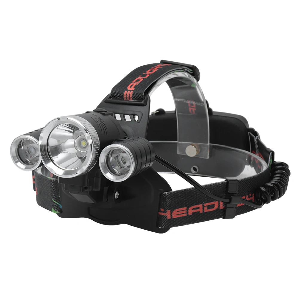 BORUiT 2000 lumen LED headlamp T6+2R2 headlamp 18650 rechargeable head flashlight can be used as bicycle tail lamp camping lamp