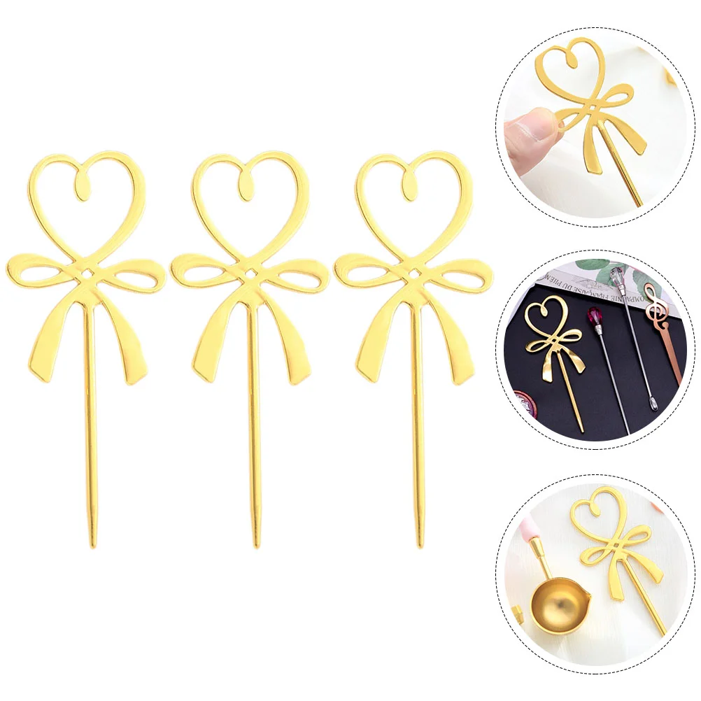 

3Pcs Stainless Steel Stirrers Hot Wax Mixing Rod Bow Decorated Wax Stirring Stick