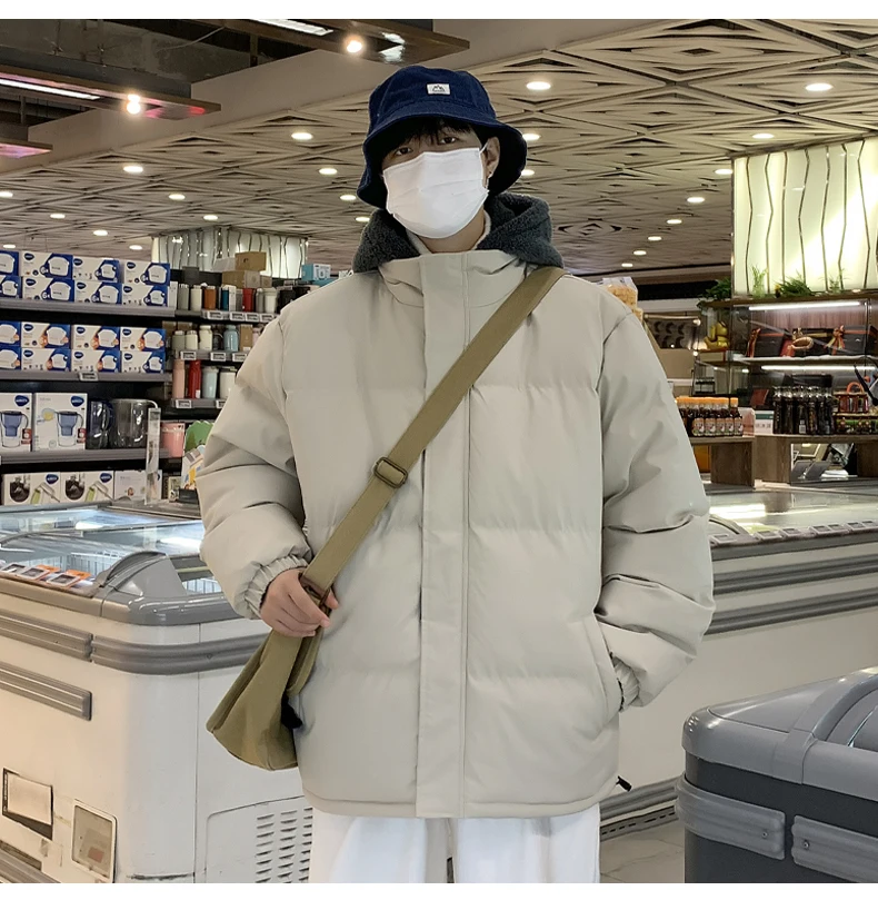 Зимняя куртка с капюшоном корейское издание модная подкладка из овечьего флиса