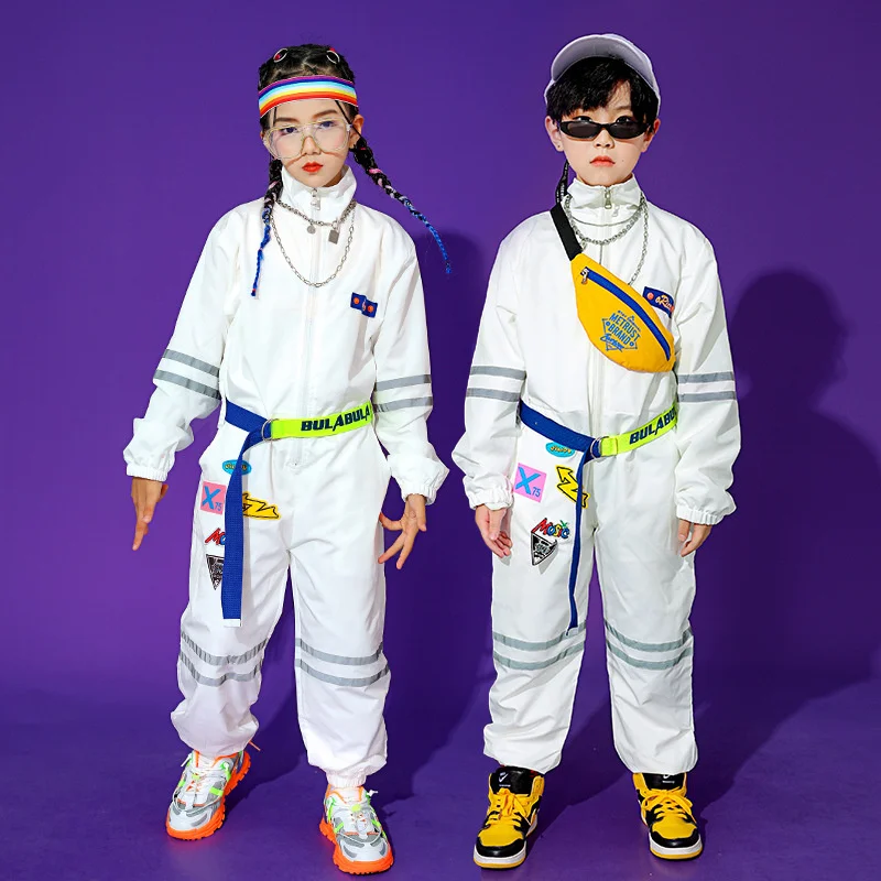 

Детский брендовый костюм на бедрах для мальчиков, комбинезон в стиле хип-хоп, рабочая одежда, модная крутая Одежда для девочек, для джазовых ...