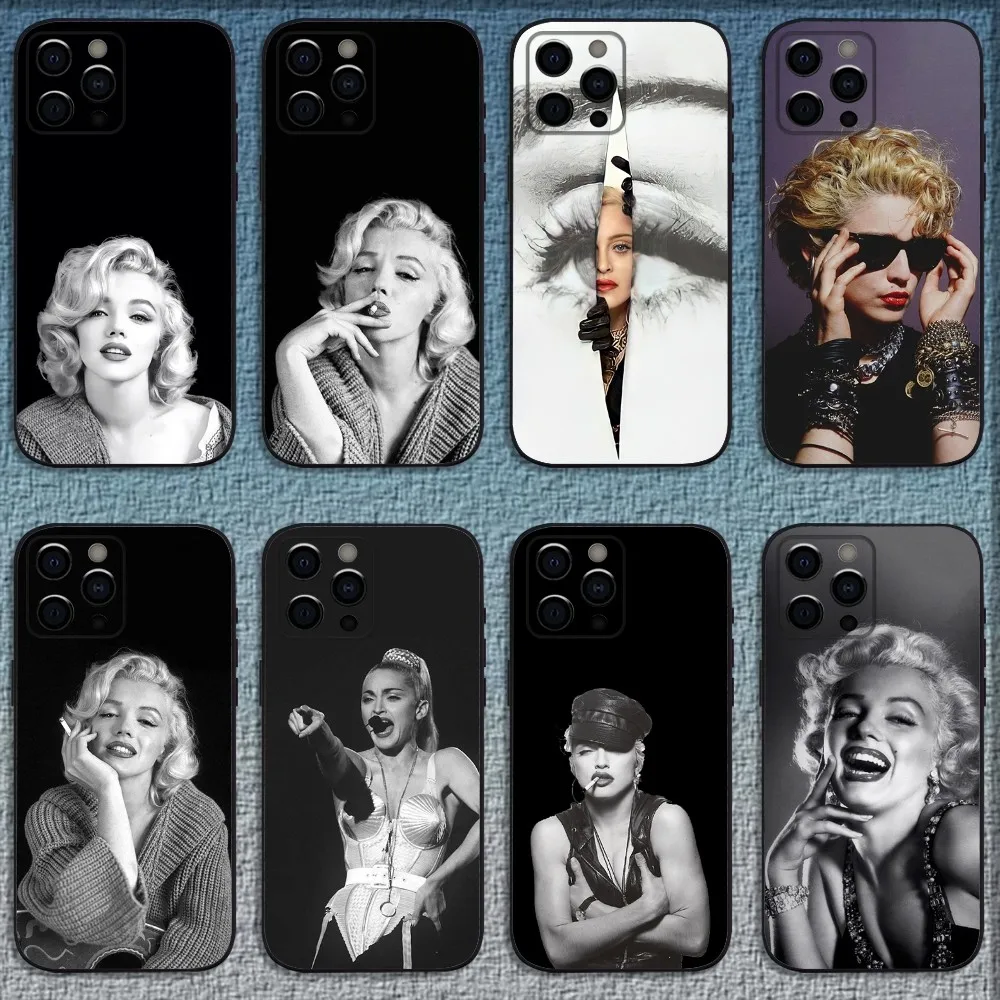 Чехол для телефона M-Madonna Singer iPhone 16 15 14 13 12 11 Pro X XS Max XR Plus мягкий черный мини-Чехол