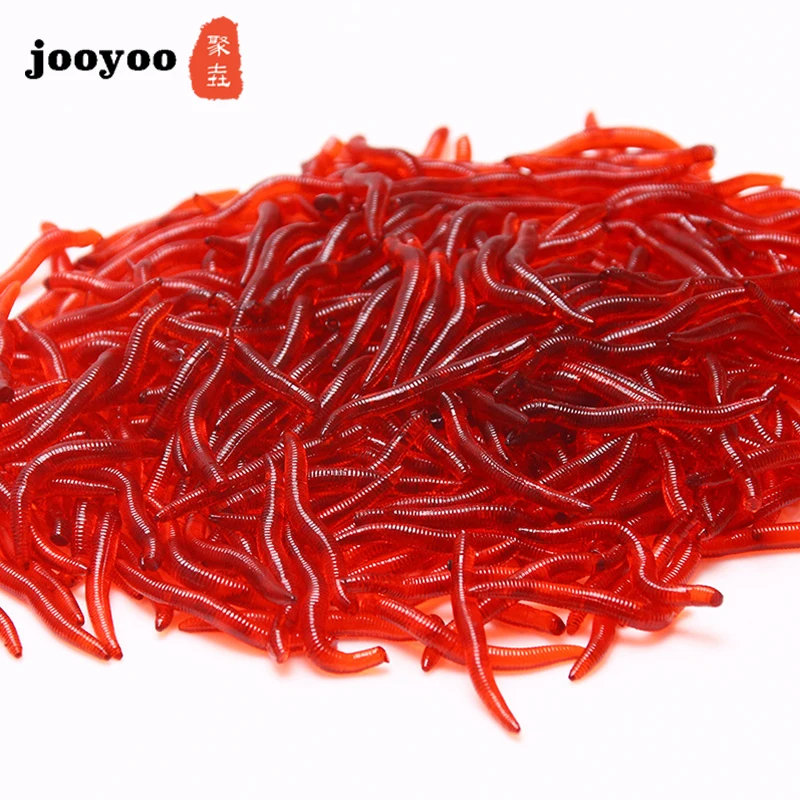 

100 Pcs/lot Soft Lure Fishing Simulation Earthworm Red Worms Artificial Fishing Lure Tackle Lifelike Fishy Smell Fishing Lures