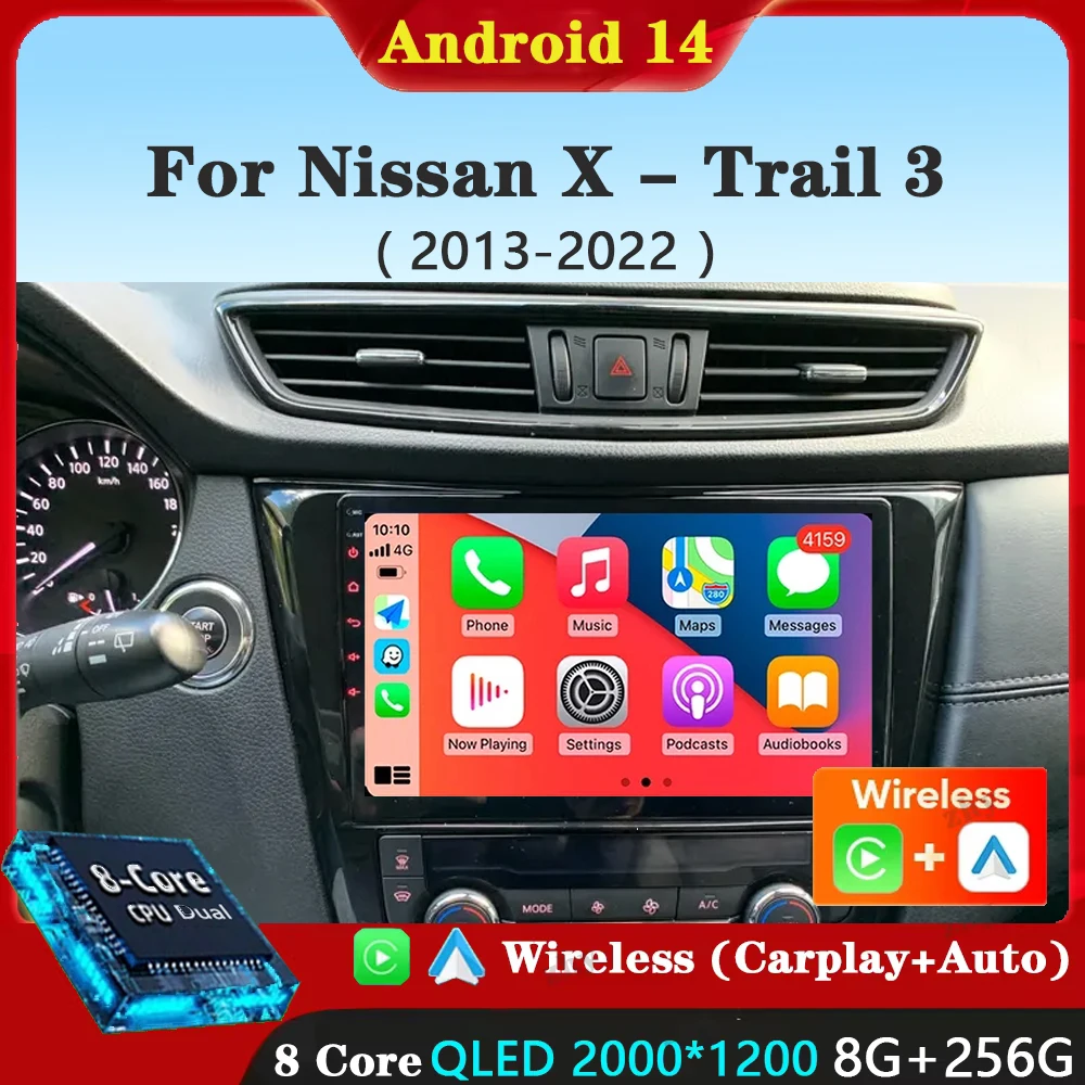 Android 14 для Nissan X-Trail xtrail X — Trail 3 T32 2013–2022 Qashqai 2 J11 Автомобильный радиоприемник