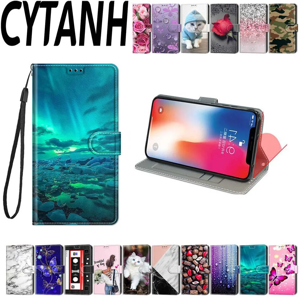 

Case Flip for ZTE Blade A51 A5 A3 A31 20 A71 Painted Lite Wallet Smart Holder Phone Cover Card Pocket Dustproof
