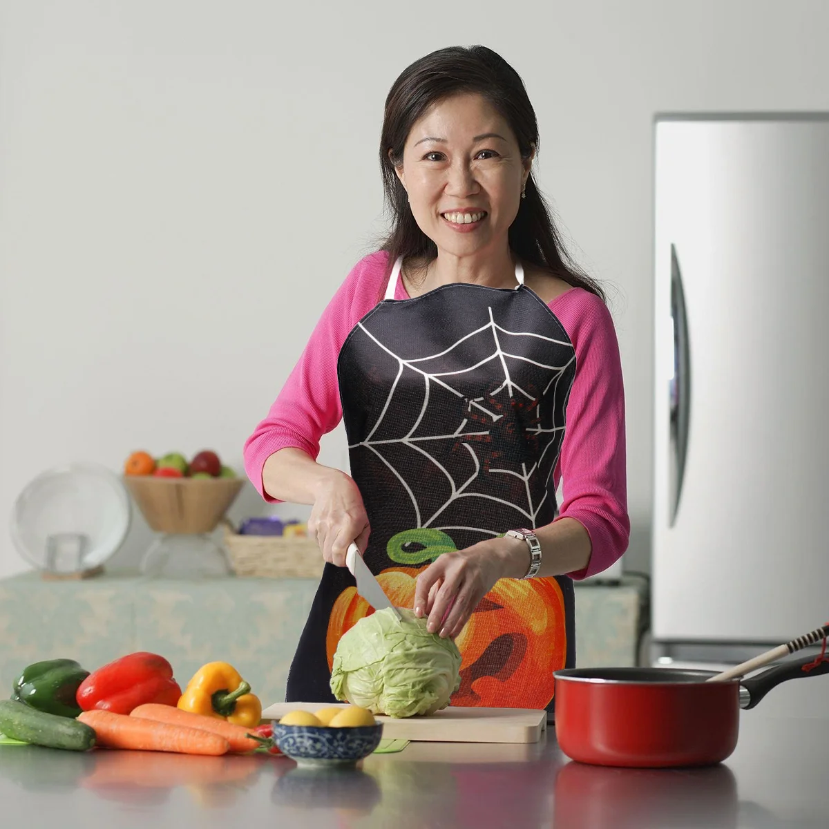 

1Pc Sleeveless Funny Apron Durable Pumpkin Serving Apron Cosplay Pinafore