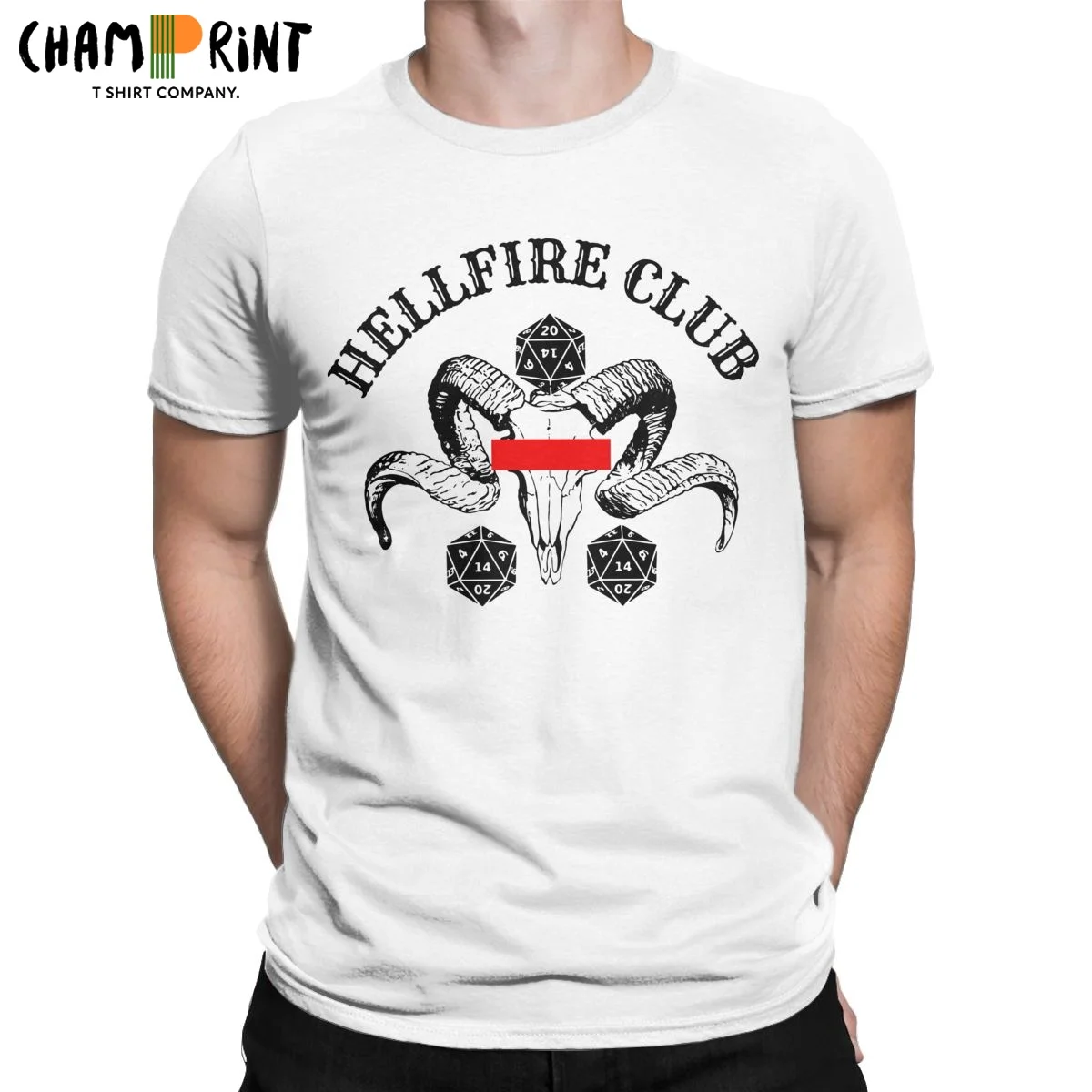 

HELLFIRE CLUB White Animal Skull Men T Shirts Goth Hellfire Funny Tees Short Sleeve Round Neck T-Shirt Pure Cotton Clothing