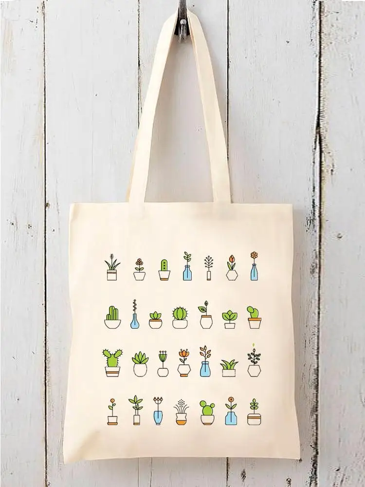 

Print Casual Shopper Shopping Graphic Handbags Female Shoulder Plant Love New 90s Cute Girls Women Fashion Canvas Tote Bag