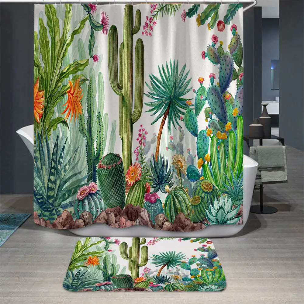 

Занавеска для душа с принтом кактуса, водостойкая